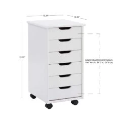 Linon Callie Six Drawer Wood Rolling Storage Cart In White Wash -Cymax Sales 1975777 24 L