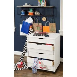 Linon Callie Six Drawer Wide Wood Rolling Cart In Gray -Cymax Sales 1975780 19 L