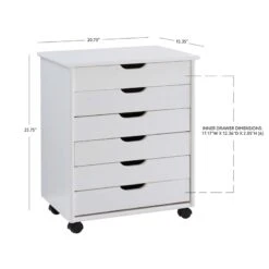 Linon Callie Six Drawer Wide Wood Rolling Cart In Gray -Cymax Sales 1975780 21 L