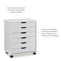 Linon Callie Six Drawer Wide Wood Rolling Cart In Gray -Cymax Sales 1975780 22 L