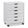 Linon Callie Six Drawer Wide Wood Rolling Cart In Gray