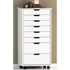 Linon Callie Eight Drawer Wood Rolling Storage Cart In Gray 25 Linon Callie Eight Drawer Wood Rolling Storage Cart In Gray -Cymax Sales 1975783 11 L