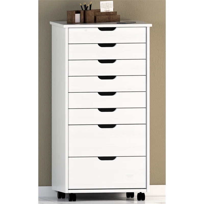 Linon Callie Eight Drawer Wood Rolling Storage Cart In Gray 6 Linon Callie Eight Drawer Wood Rolling Storage Cart In Gray - Image 6