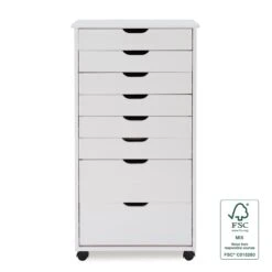 Linon Callie Eight Drawer Wood Rolling Storage Cart In Gray 33 Linon Callie Eight Drawer Wood Rolling Storage Cart In Gray -Cymax Sales 1975783 20 L