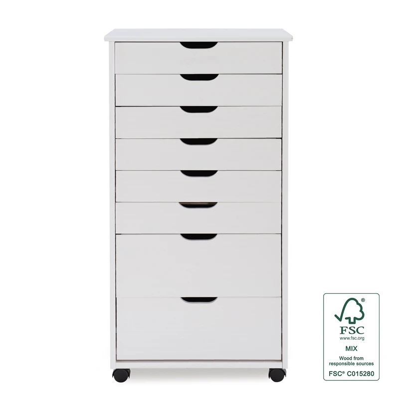 Linon Callie Eight Drawer Wood Rolling Storage Cart In Gray 14 Linon Callie Eight Drawer Wood Rolling Storage Cart In Gray - Image 14