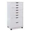 Linon Callie Eight Drawer Wood Rolling Storage Cart In Gray