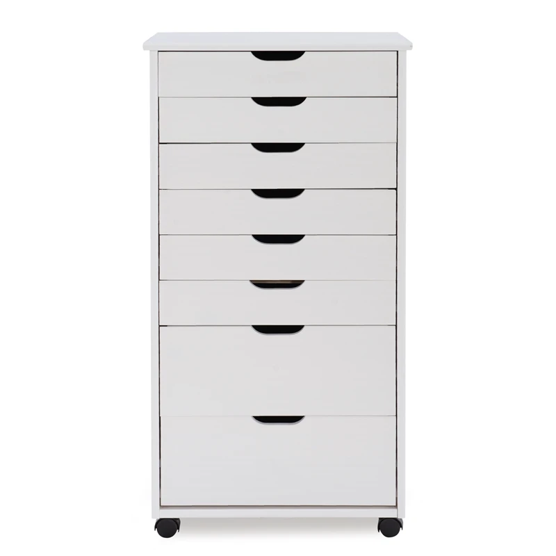 Linon Callie Eight Drawer Wood Rolling Storage Cart In Gray 2 Linon Callie Eight Drawer Wood Rolling Storage Cart In Gray - Image 2