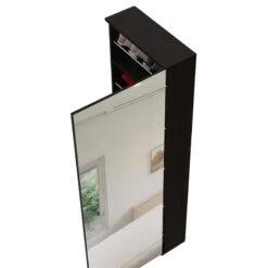 TuHome White Modern Engineered Wood LETO Wall Mounted Shoe Rack With Mirror 30 TuHome White Modern Engineered Wood LETO Wall Mounted Shoe Rack With Mirror -Cymax Sales 1976373 12 L