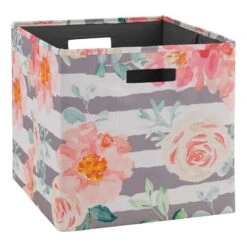 Linon Lane Two Pack Fabric Floral Storage Bin In Pink -Cymax Sales 1984875 11 L
