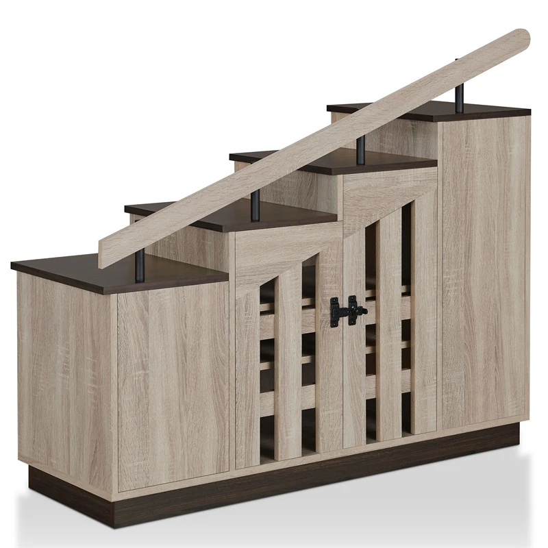 Furniture Of America Barstead Wood Staircase Shoe Cabinet In Gray Oak 14 Furniture Of America Barstead Wood Staircase Shoe Cabinet In Gray Oak - Image 14