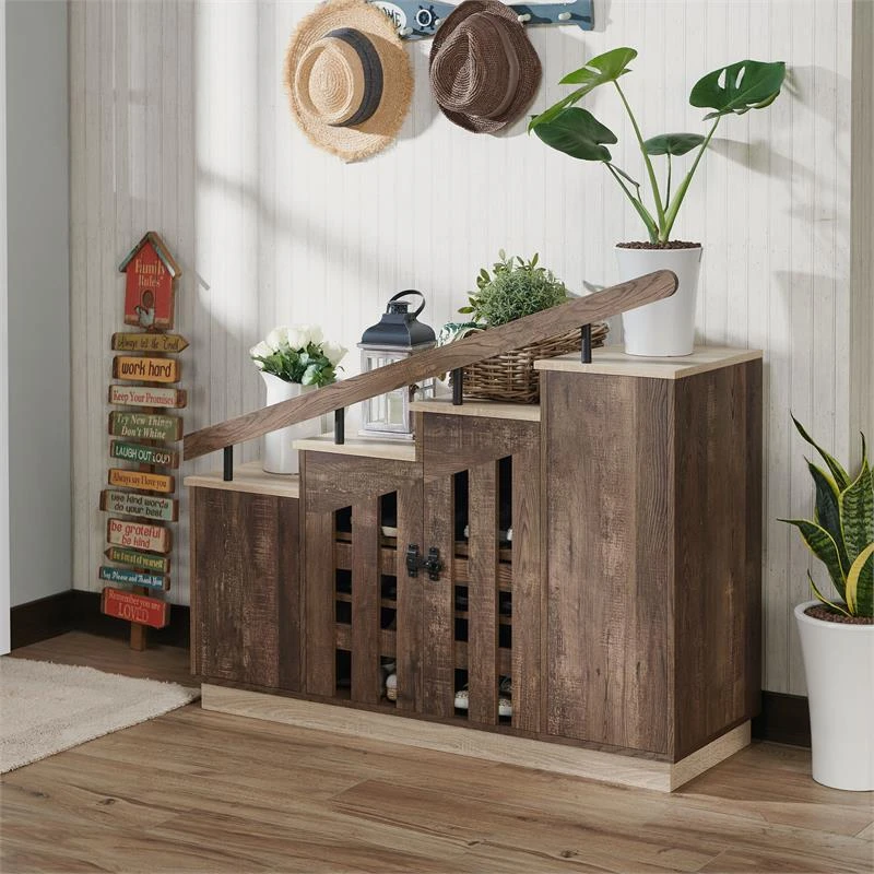 Furniture Of America Barstead Wood Staircase Shoe Cabinet In Gray Oak 11 Furniture Of America Barstead Wood Staircase Shoe Cabinet In Gray Oak - Image 11