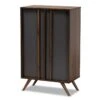 Baxton Studio Naoki Two-Tone Gray And Walnut Finished Wood 2-Door Shoe Cabinet