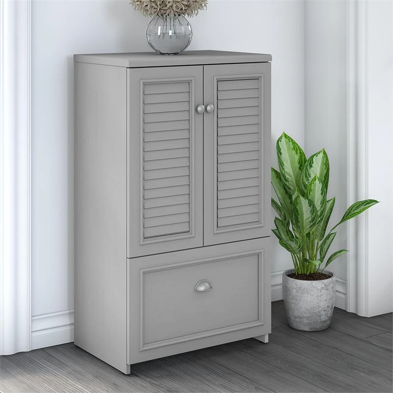 Bush Furniture Fairview Shoe Storage Cabinet With Doors In Cape Cod Gray 2 Bush Furniture Fairview Shoe Storage Cabinet With Doors In Cape Cod Gray - Image 2