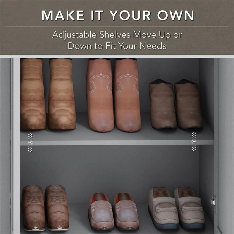 Bush Furniture Fairview Shoe Storage Cabinet With Doors In Cape Cod Gray 3 Bush Furniture Fairview Shoe Storage Cabinet With Doors In Cape Cod Gray - Image 3