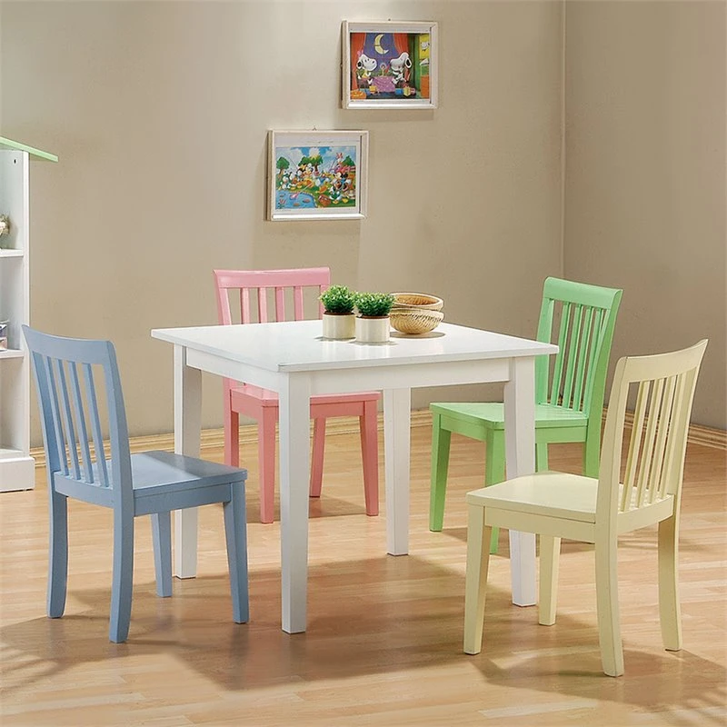 Coaster Rory Wood 5-Piece Square Kids Table And Chair Set In Multi-Color 1 Coaster Rory Wood 5-Piece Square Kids Table And Chair Set In Multi-Color