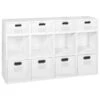 Niche Cubo Set- 8 Full/4 Half Cubes W/ Foldable Bins- White Wood Grain/White
