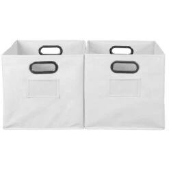 Niche Cubo Set Of 2 Foldable Fabric Storage Bins- White -Cymax Sales 2011714 9 L