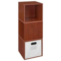 Niche Cubo Storage Set - 3 Cubes And 1 Canvas Bin- Cherry/White 23 Niche Cubo Storage Set - 3 Cubes And 1 Canvas Bin- Cherry/White -Cymax Sales 2011722 7 L