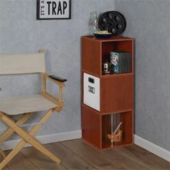 Niche Cubo Storage Set - 3 Cubes And 1 Canvas Bin- Cherry/White 27 Niche Cubo Storage Set - 3 Cubes And 1 Canvas Bin- Cherry/White -Cymax Sales 2011722 9 L