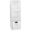 Niche Cubo Storage Set - 3 Cubes And 1 Canvas Bin- White Wood Grain/White