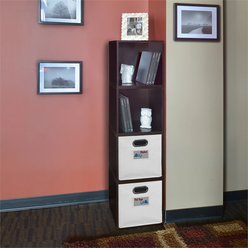 Niche Cubo Storage Set - 4 Cubes And 2 Canvas Bins- Truffle/White 11 Niche Cubo Storage Set - 4 Cubes And 2 Canvas Bins- Truffle/White - Image 11