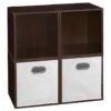 Niche Cubo Storage Set - 4 Cubes And 2 Canvas Bins- Truffle/White