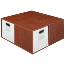 Niche Cubo Storage Set - 4 Cubes And 2 Canvas Bins- Warm Cherry/White -Cymax Sales 2011725 12 L