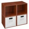 Niche Cubo Storage Set - 4 Cubes And 2 Canvas Bins- Warm Cherry/White