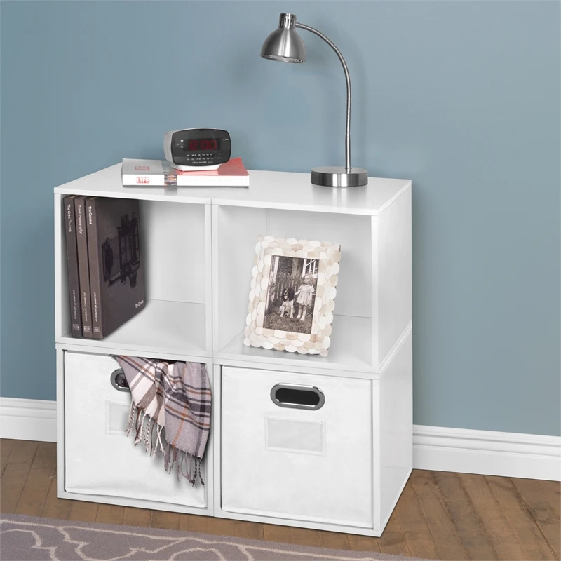Niche Cubo Storage Set - 4 Cubes And 2 Canvas Bins- White Wood Grain/White 8 Niche Cubo Storage Set - 4 Cubes And 2 Canvas Bins- White Wood Grain/White - Image 8