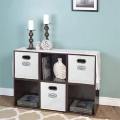 Niche Cubo Storage Set - 6 Cubes And 3 Canvas Bins- Truffle/White -Cymax Sales 2011743 7 L