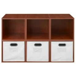 Niche Cubo Storage Set - 6 Cubes And 3 Canvas Bins- Cherry/White -Cymax Sales 2011744 10 L