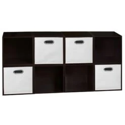 Niche Cubo Storage Set - 8 Cubes And 4 Canvas Bins- Truffle/White 20 Niche Cubo Storage Set - 8 Cubes And 4 Canvas Bins- Truffle/White -Cymax Sales 2011746 5 L