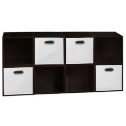 Niche Cubo Storage Set - 8 Cubes And 4 Canvas Bins- Truffle/White