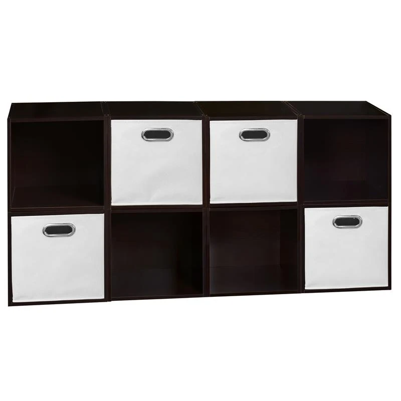Niche Cubo Storage Set - 8 Cubes And 4 Canvas Bins- Truffle/White 1 Niche Cubo Storage Set - 8 Cubes And 4 Canvas Bins- Truffle/White