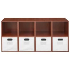 Niche Cubo Storage Set - 8 Cubes And 4 Canvas Bins- Cherry/White -Cymax Sales 2011747 10 L