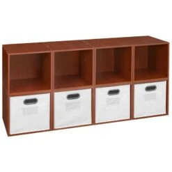 Niche Cubo Storage Set - 8 Cubes And 4 Canvas Bins- Cherry/White