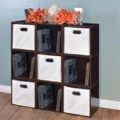 Niche Cubo Storage Set - 9 Cubes And 5 Canvas Bins- Truffle/White -Cymax Sales 2011749 7 L