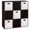 Niche Cubo Storage Set - 9 Cubes And 5 Canvas Bins- Truffle/White