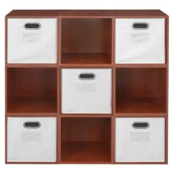 Niche Cubo Storage Set - 9 Cubes And 5 Canvas Bins- Cherry/White -Cymax Sales 2011750 10 L