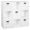 Niche Cubo Storage Set - 9 Cubes And 5 Canvas Bins- White Wood Grain/White
