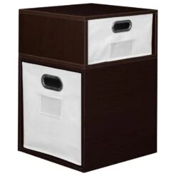 Niche Cubo Storage Set- 1 Full Cube/1 Half Cube W/ Foldable Bins- Truffle/White -Cymax Sales 2011755 2 L