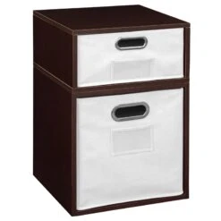 Niche Cubo Storage Set- 1 Full Cube/1 Half Cube W/ Foldable Bins- Truffle/White -Cymax Sales 2011755 7 L