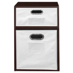 Niche Cubo Storage Set- 1 Full Cube/1 Half Cube W/ Foldable Bins- Truffle/White -Cymax Sales 2011755 9 L