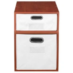 Niche Cubo Storage Set- 1 Full Cube/1 Half Cube W/ Foldable Bins- Cherry/White -Cymax Sales 2011756 10 L