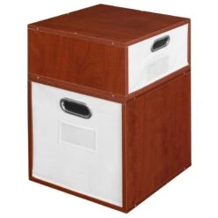 Niche Cubo Storage Set- 1 Full Cube/1 Half Cube W/ Foldable Bins- Cherry/White -Cymax Sales 2011756 11 L