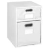 Niche Cubo Set- 1 Full/1 Half Cube W/ Foldable Bins- White Wood Grain/White