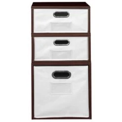 Niche Cubo Storage Set- 1 Full Cube/2 Half Cubes W/ Foldable Bins- Truffle/White -Cymax Sales 2011790 9 L
