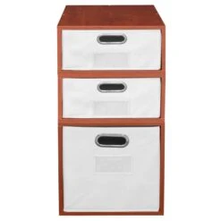 Niche Cubo Storage Set- 1 Full Cube/2 Half Cubes W/ Foldable Bins- Cherry/White -Cymax Sales 2011791 10 L