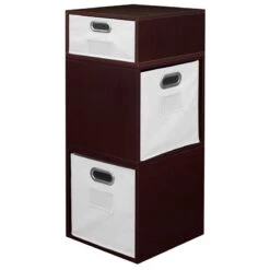 Niche Cubo Storage Set- 2 Full Cubes/1 Half Cube W/ Foldable Bins- Truffle/White -Cymax Sales 2011793 10 L