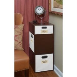 Niche Cubo Storage Set- 2 Full Cubes/1 Half Cube W/ Foldable Bins- Truffle/White -Cymax Sales 2011793 8 L